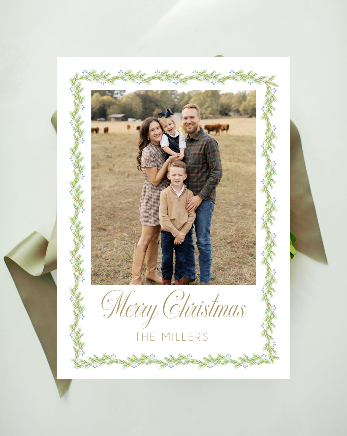 Garland Border Holiday Card, White