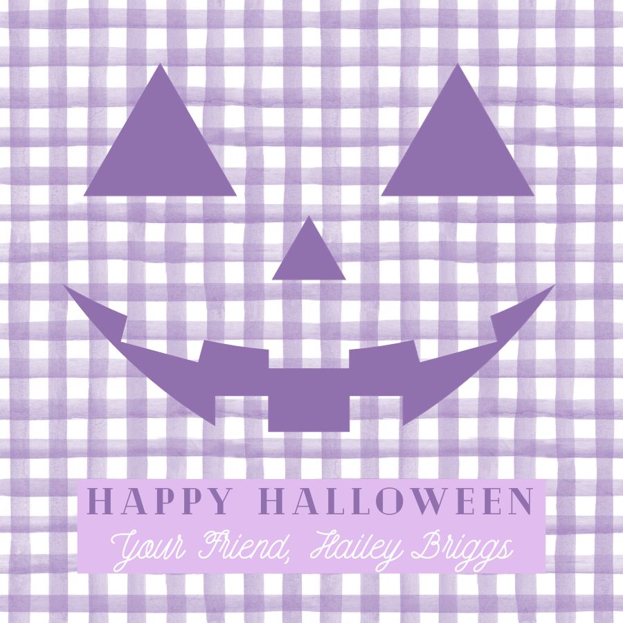 Gingham Pumpkin Gift Tag, Purple