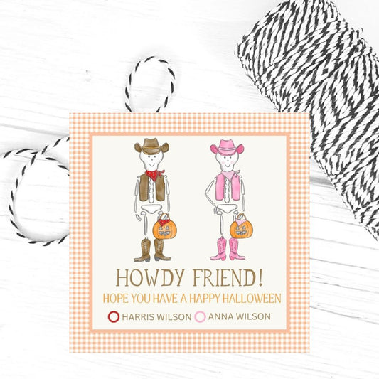 Howdy Halloween Sibling Gift Tags