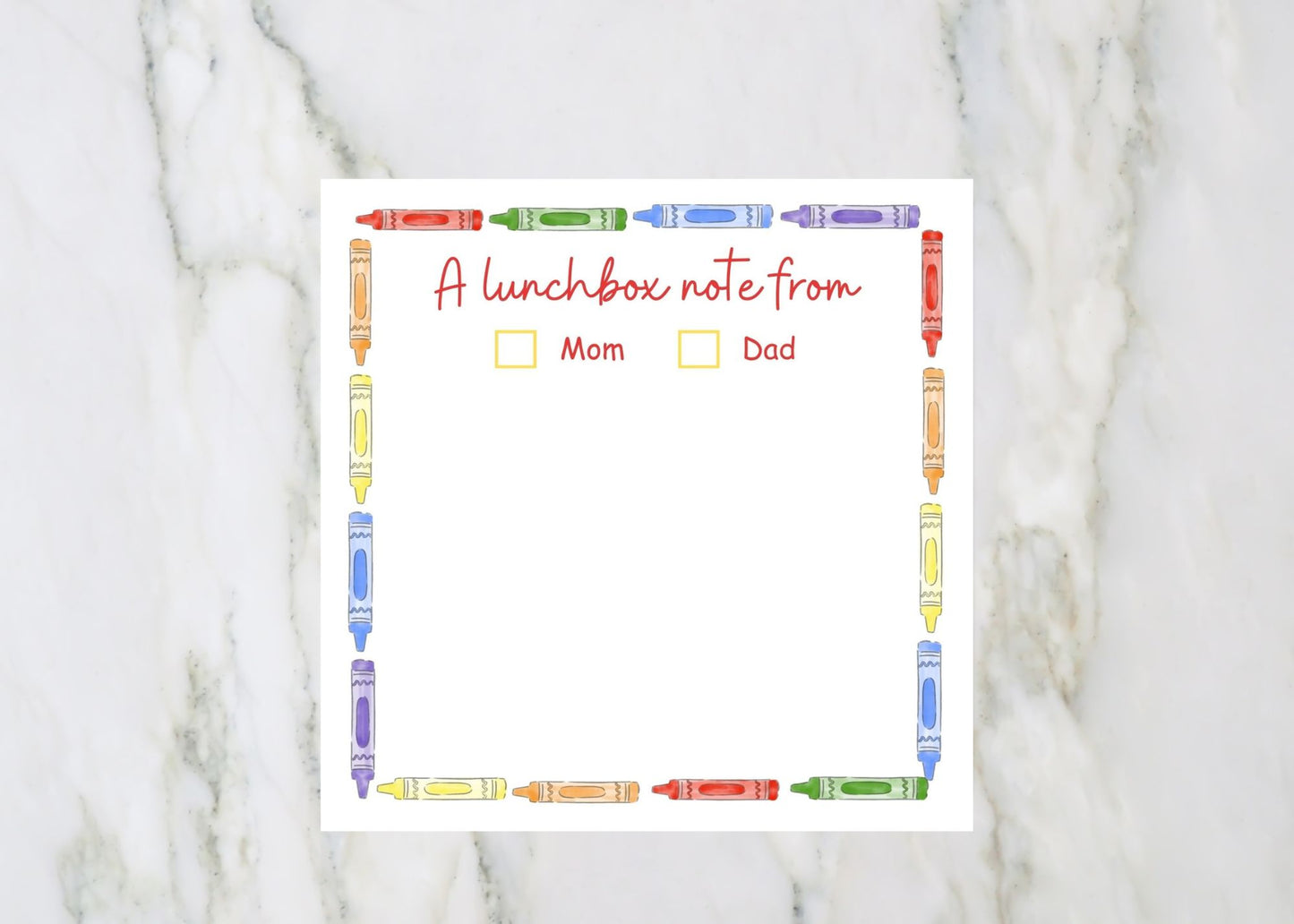 Lunchbox Note, Crayon Frame