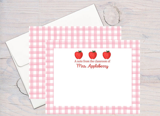 A Note From The Classroom Stationery, Gingham Apples