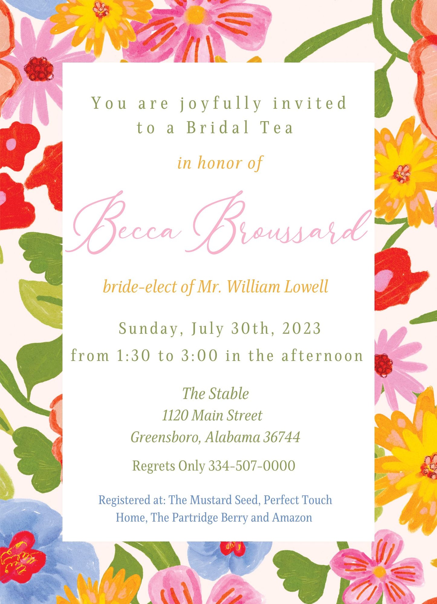 Vibrant Blooms Invitation