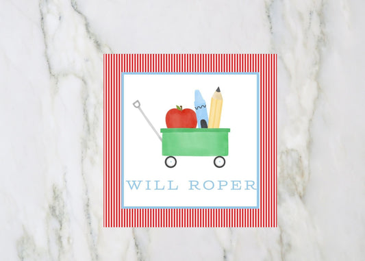 Back to School Bag Tag, Little Red Wagon