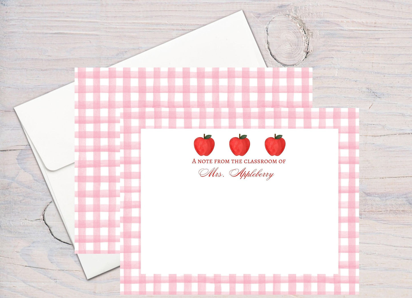 A Note From The Classroom Stationery, Gingham Apples