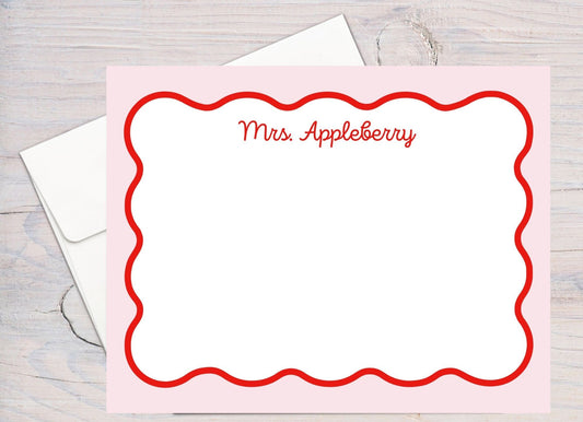 Personalized Teacher Stationery, Wavy Border