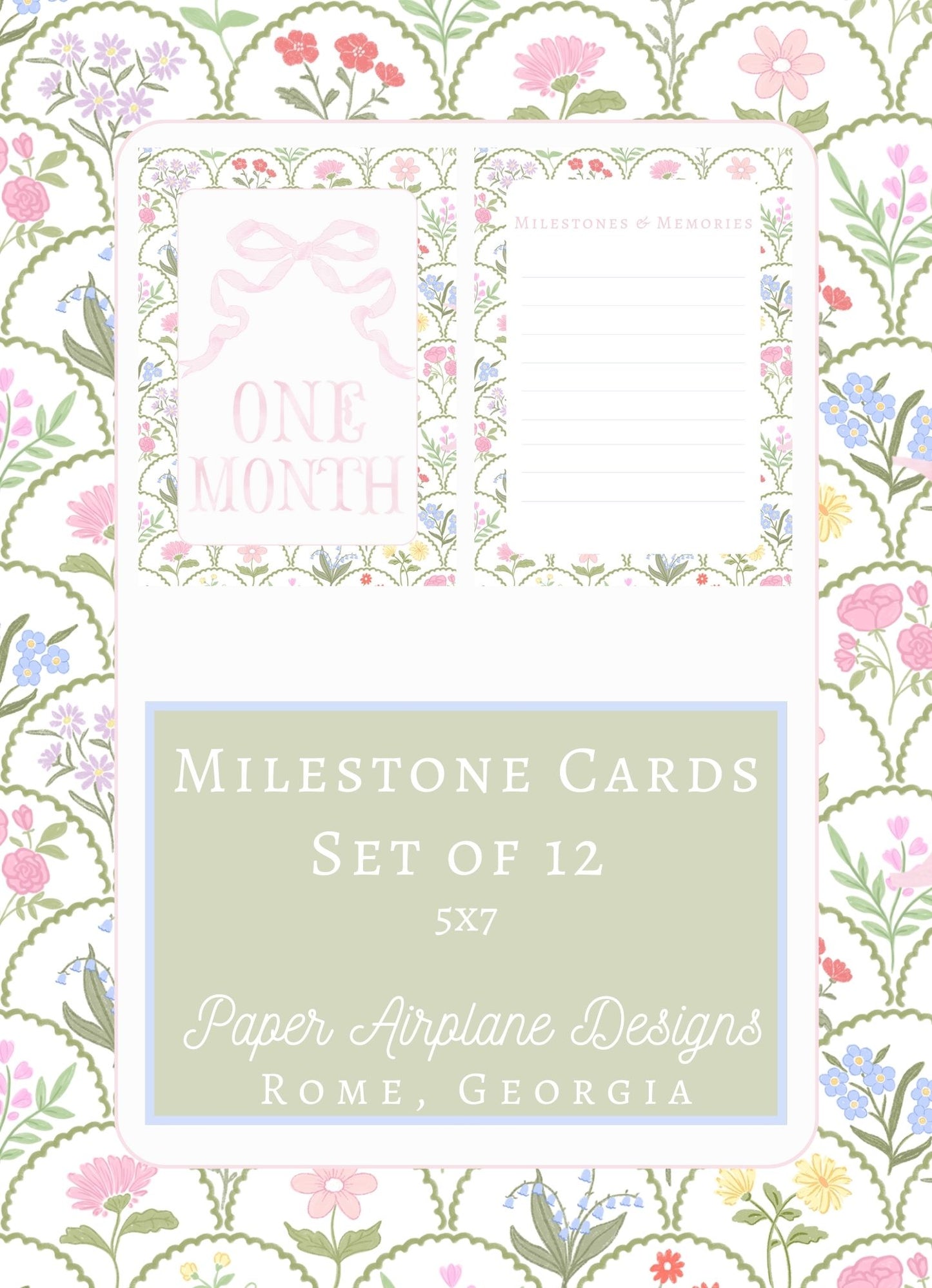 Girls Florals Milestone Cards