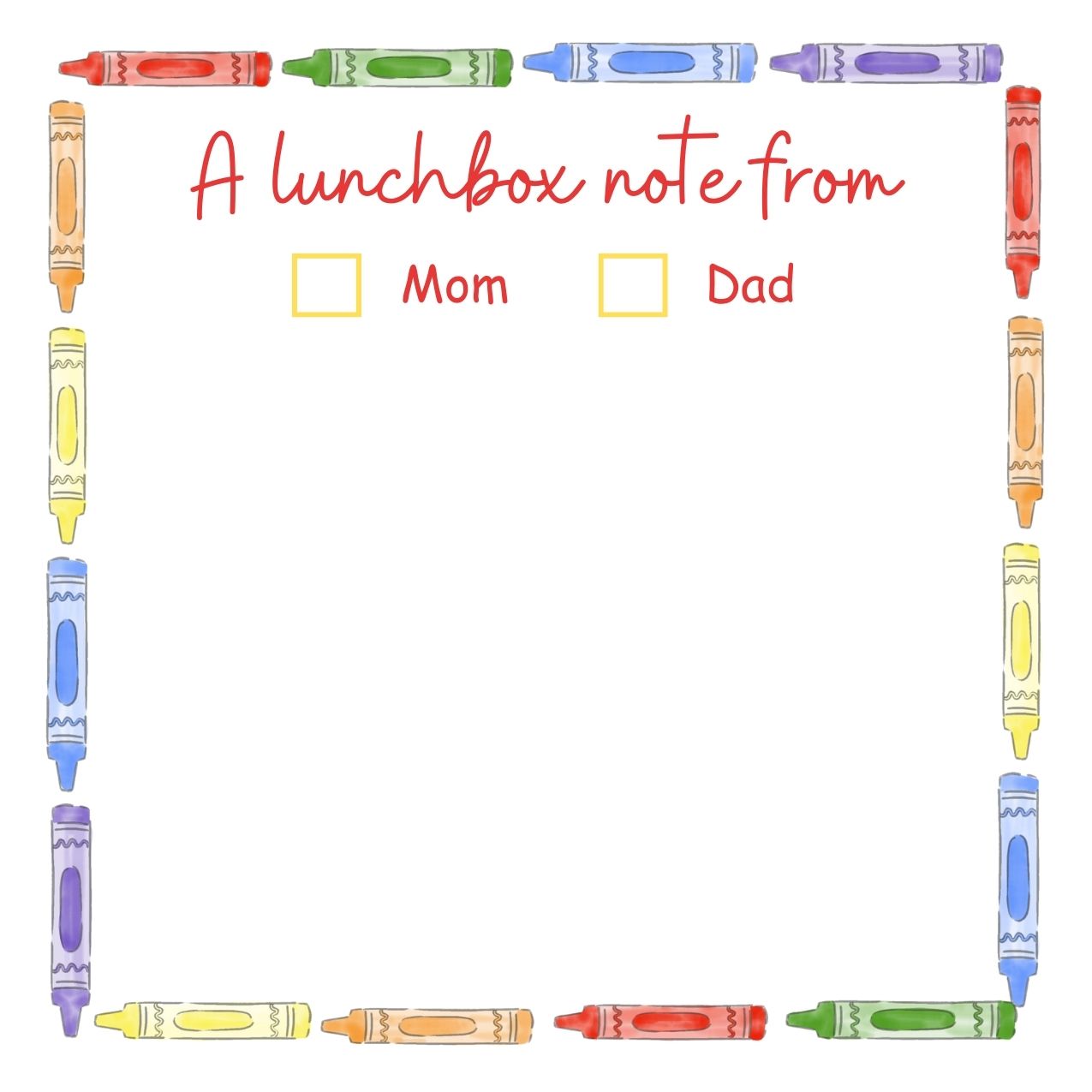 Lunchbox Note, Crayon Frame