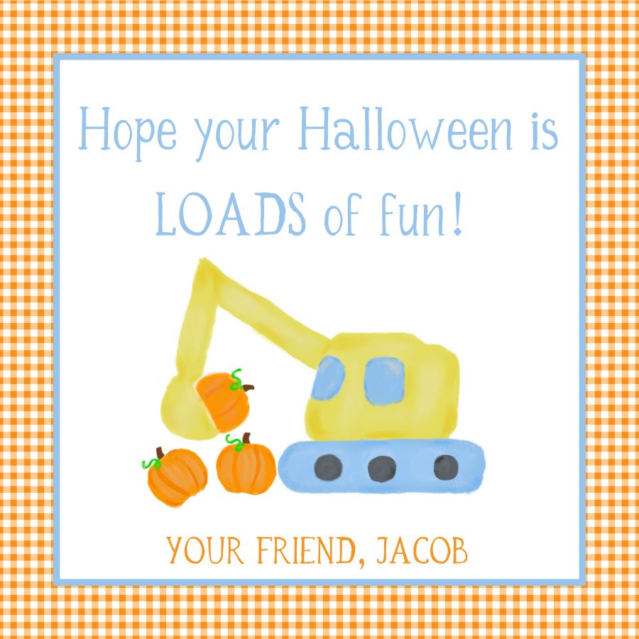 Excavator Halloween Gift Tag