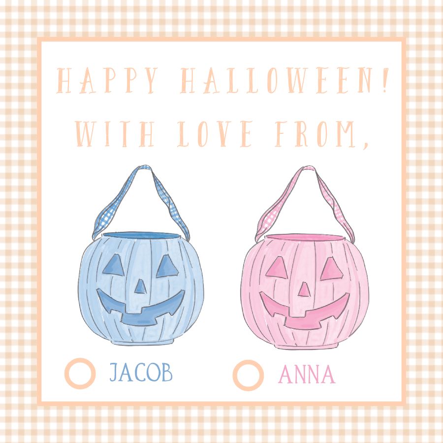 Sibling Pumpkins Halloween Gift Tag