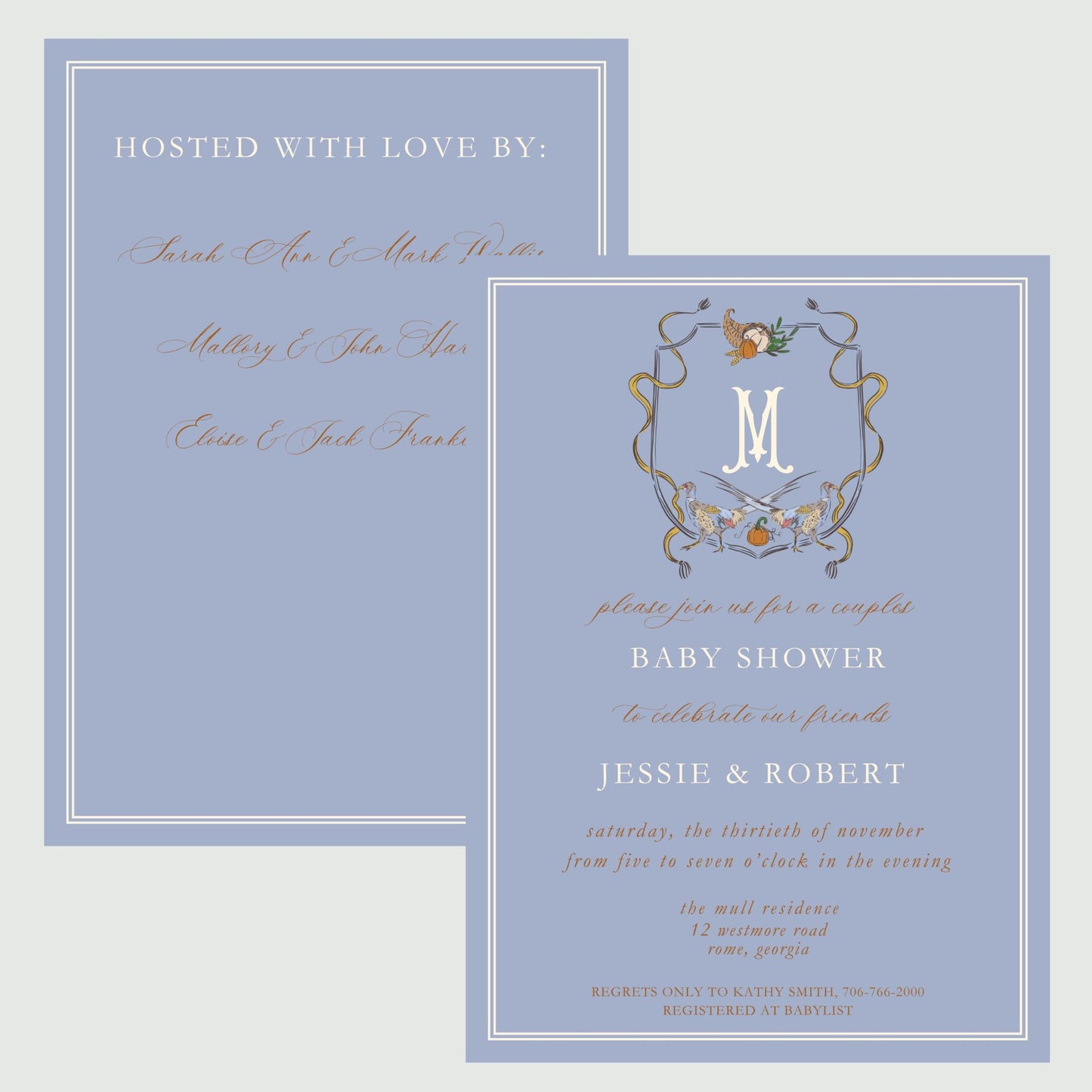 Oak Hill Pheasant Invitation (blue)