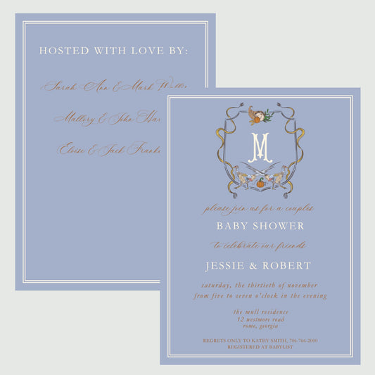 Oak Hill Pheasant Invitation (blue)