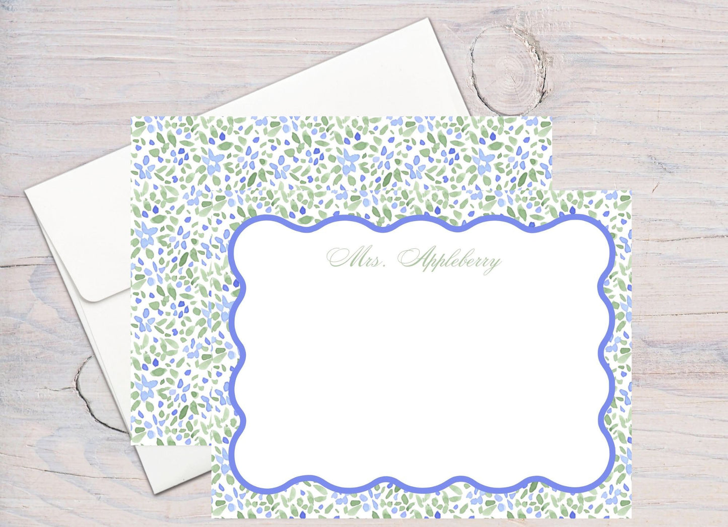 Personalized Teacher Stationery, Blue Florals