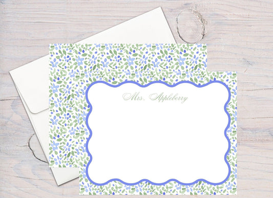 Personalized Teacher Stationery, Blue Florals