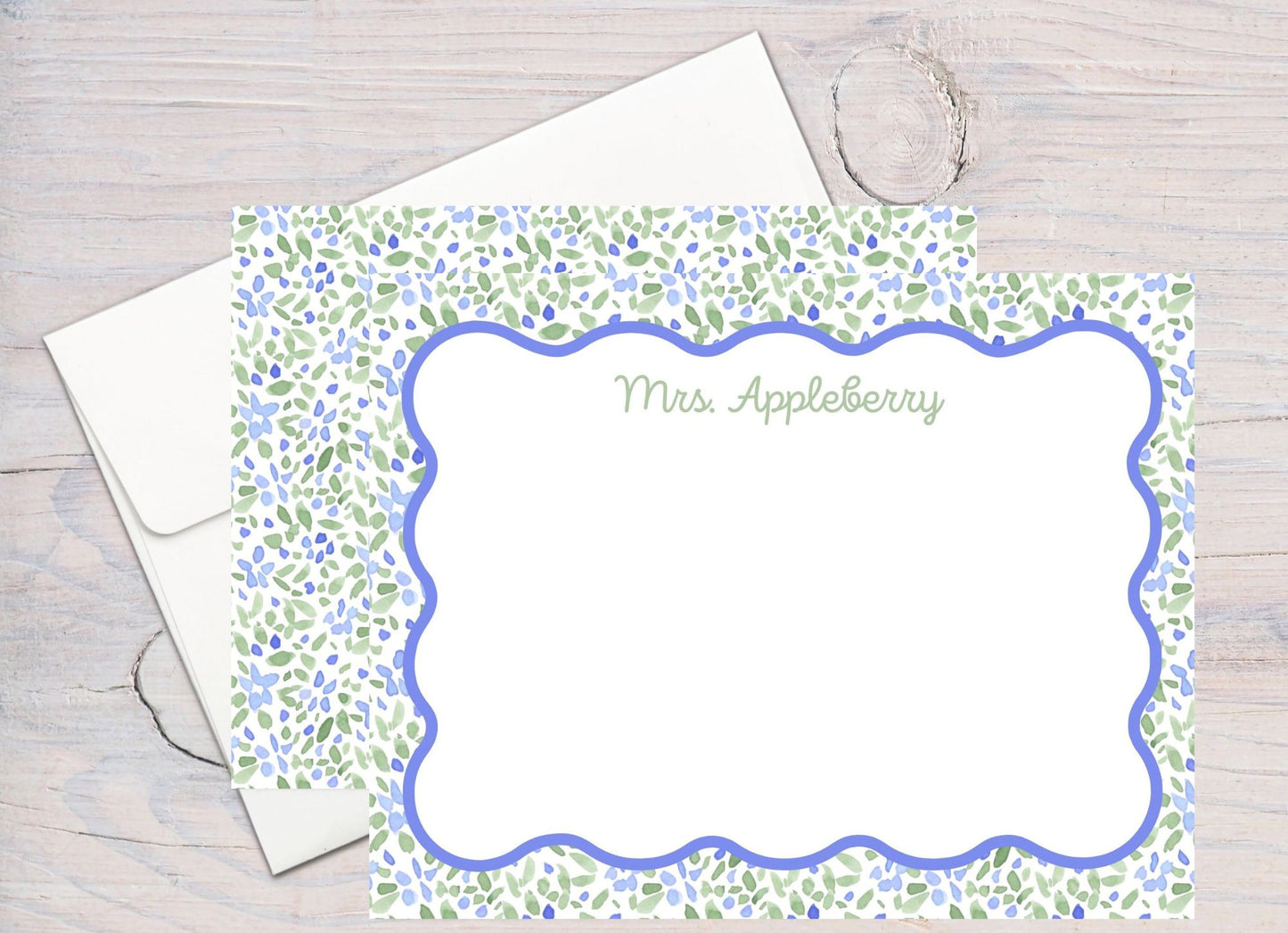 Personalized Teacher Stationery, Blue Florals