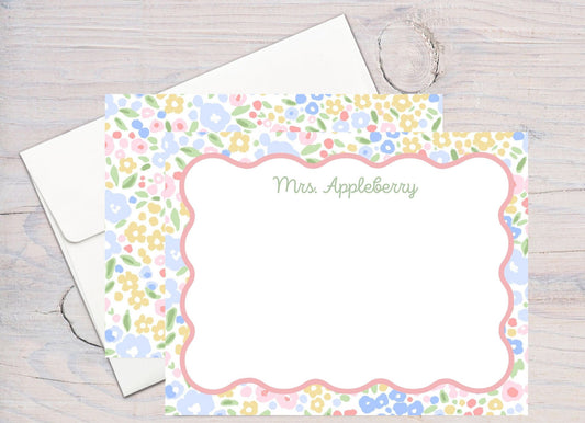 Personalized Teacher Stationery, Back to School Blooms