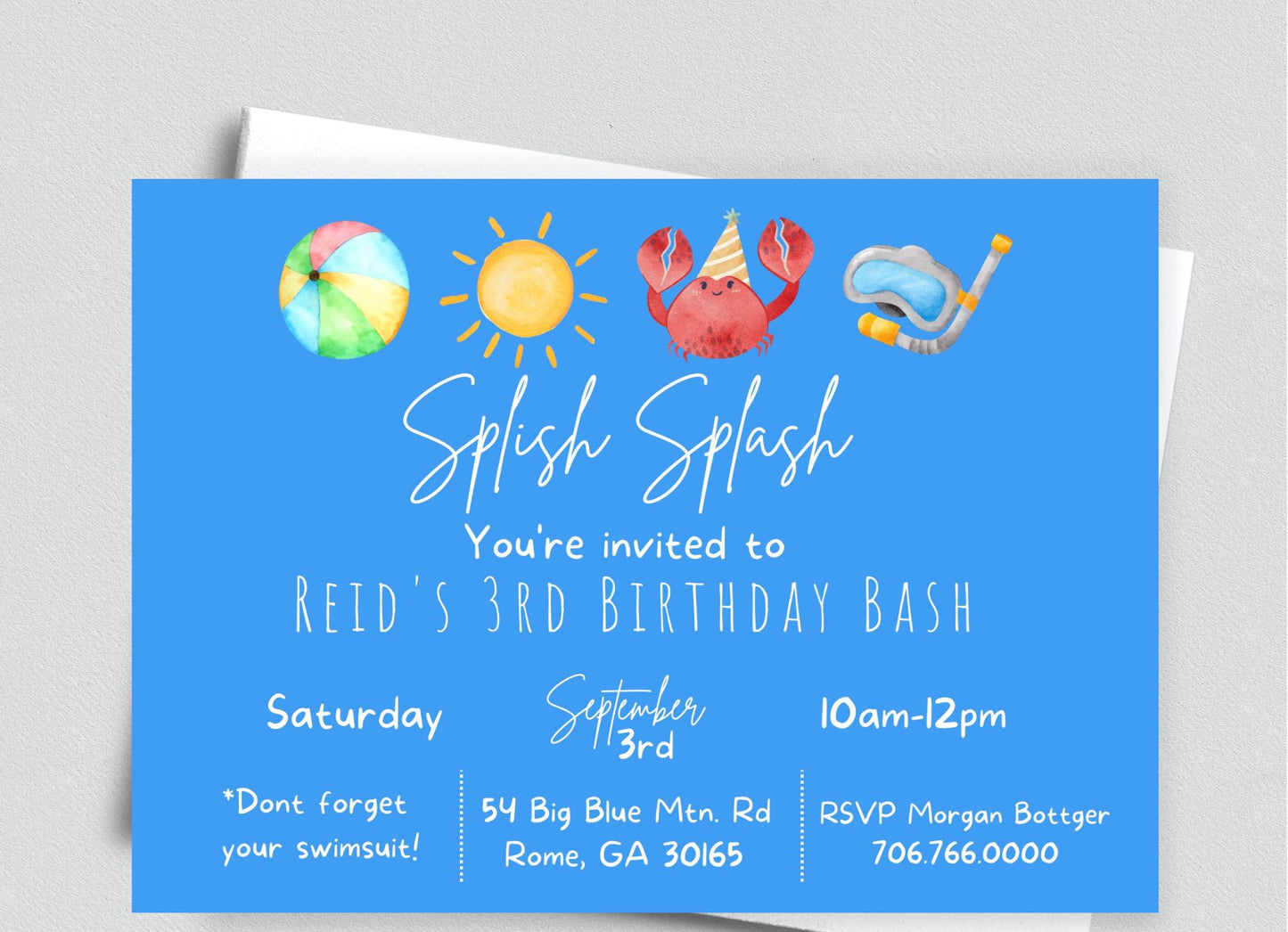 Splish Splash Pool Party Invitation