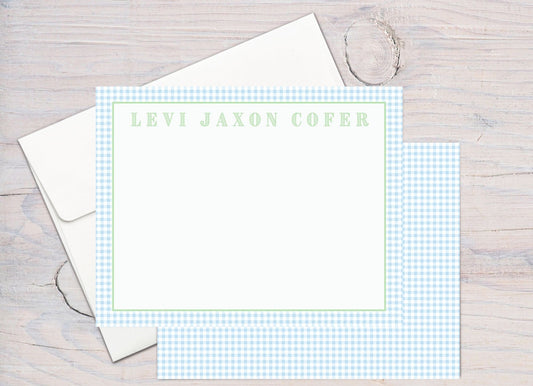 Blue And Green Gingham Stationery