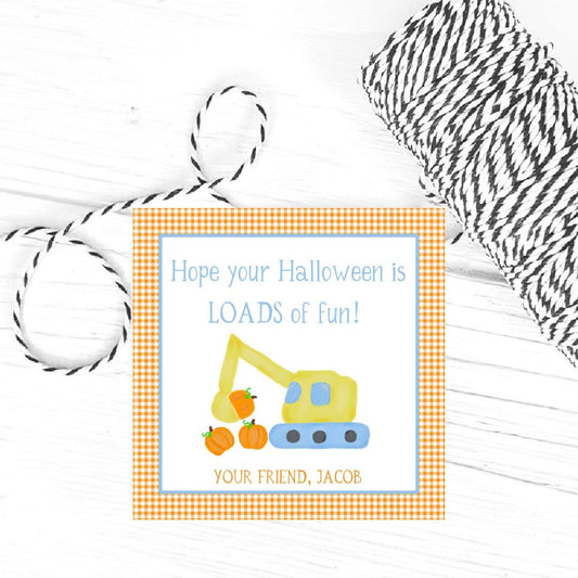 Excavator Halloween Gift Tag