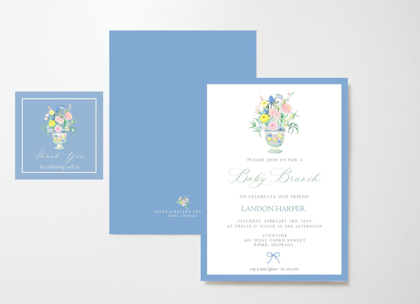 Beaufort Blooms Shower Invitation (Blue)