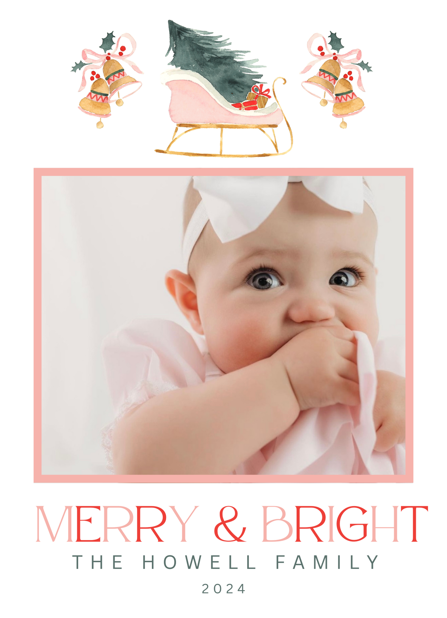 Little Pink Sleigh Holiday Card