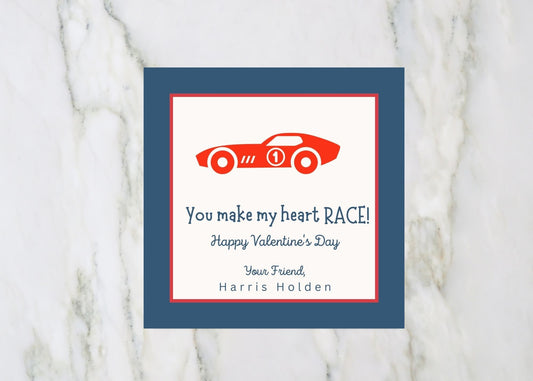 Valentine's Day Card, Race Car