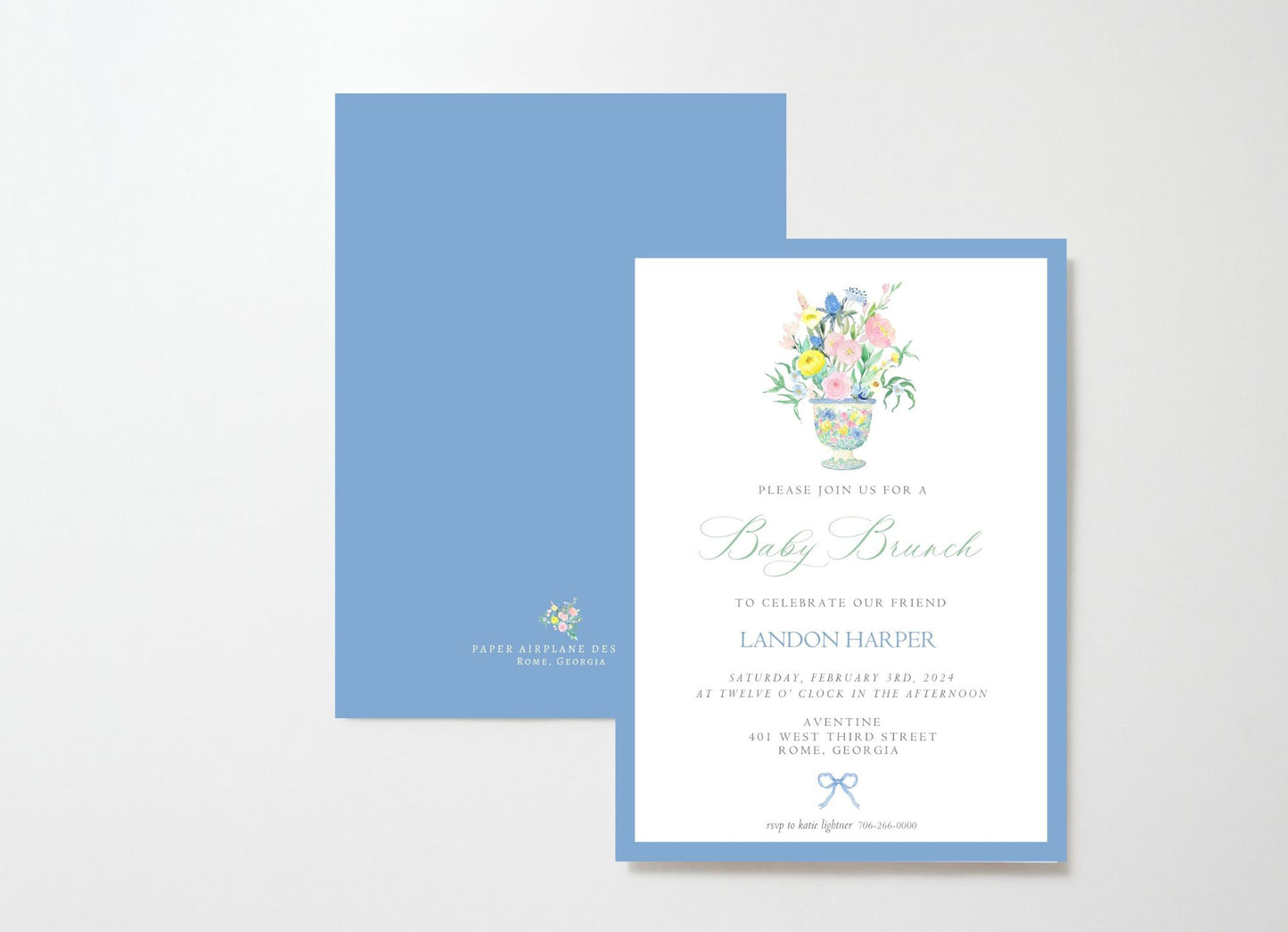 Beaufort Blooms Shower Invitation (Blue)