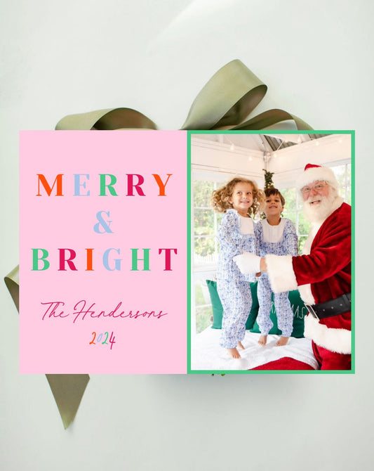 Merry and Bright Colorful Holiday Card