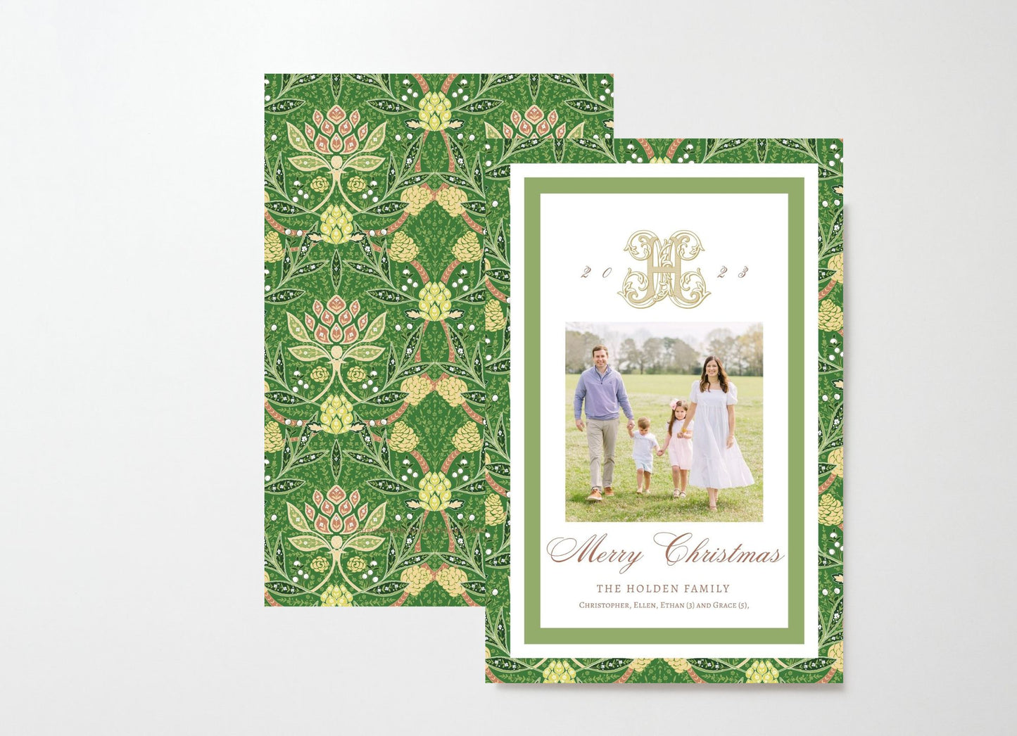 Greenbrier Gardens with Initial, Holiday Card, A9