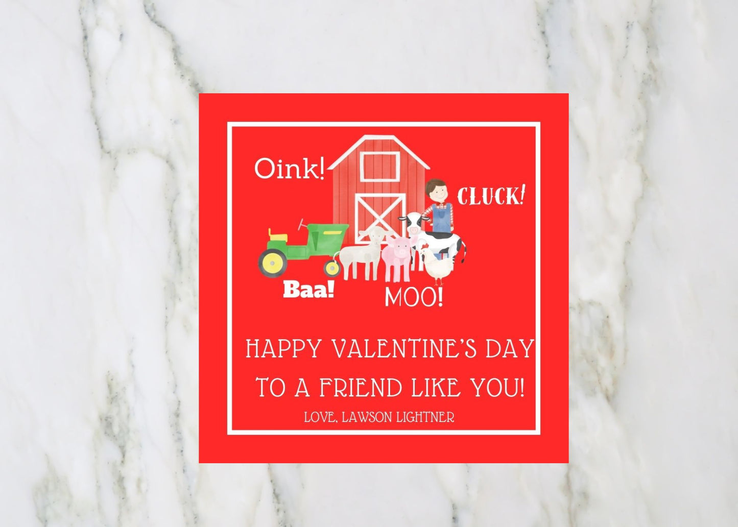 Valentine's Day Card, Farm Animals