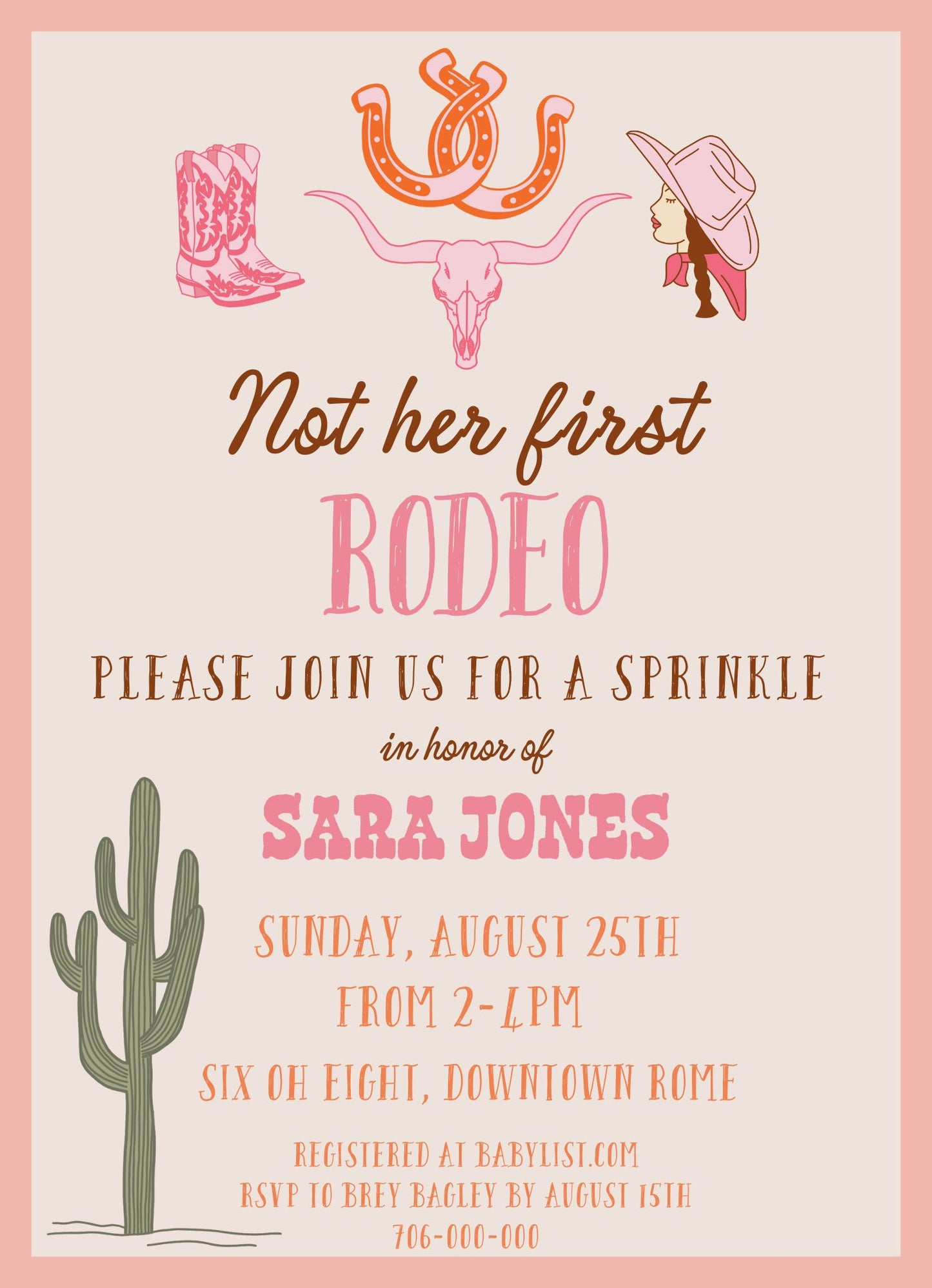 Not Her First Rodeo, Birthday/Sprinkle Invitation