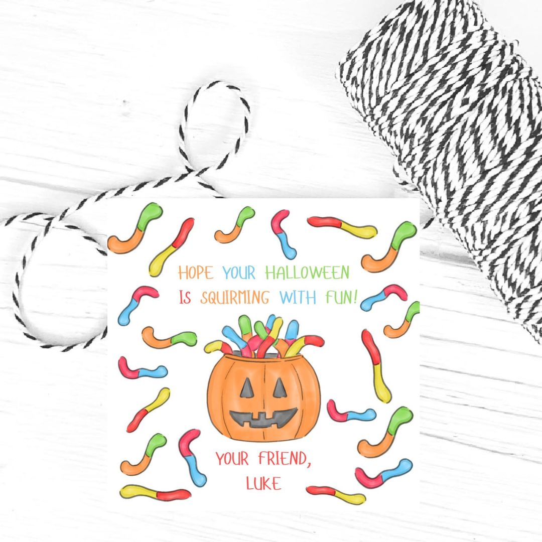 Squirmy Wormy Halloween Gift Tag