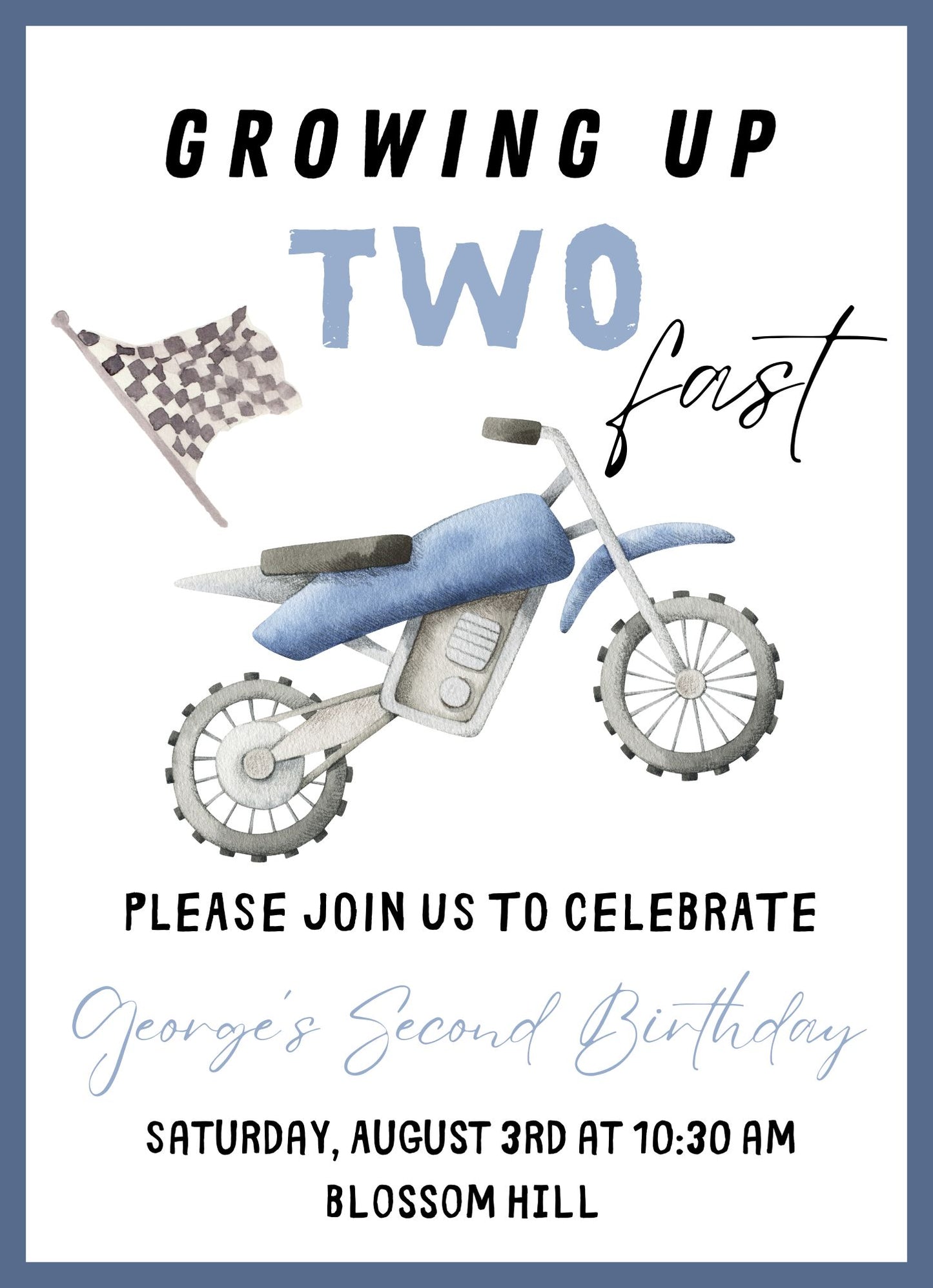 Two Fast Birthday Invitation, DIGITAL FILE