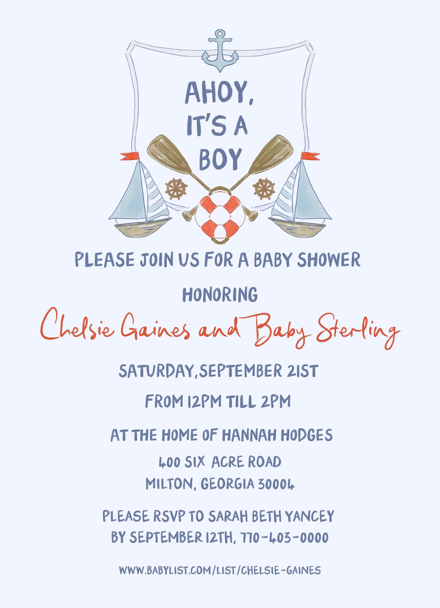 Ahoy Its a Boy Shower Invitation