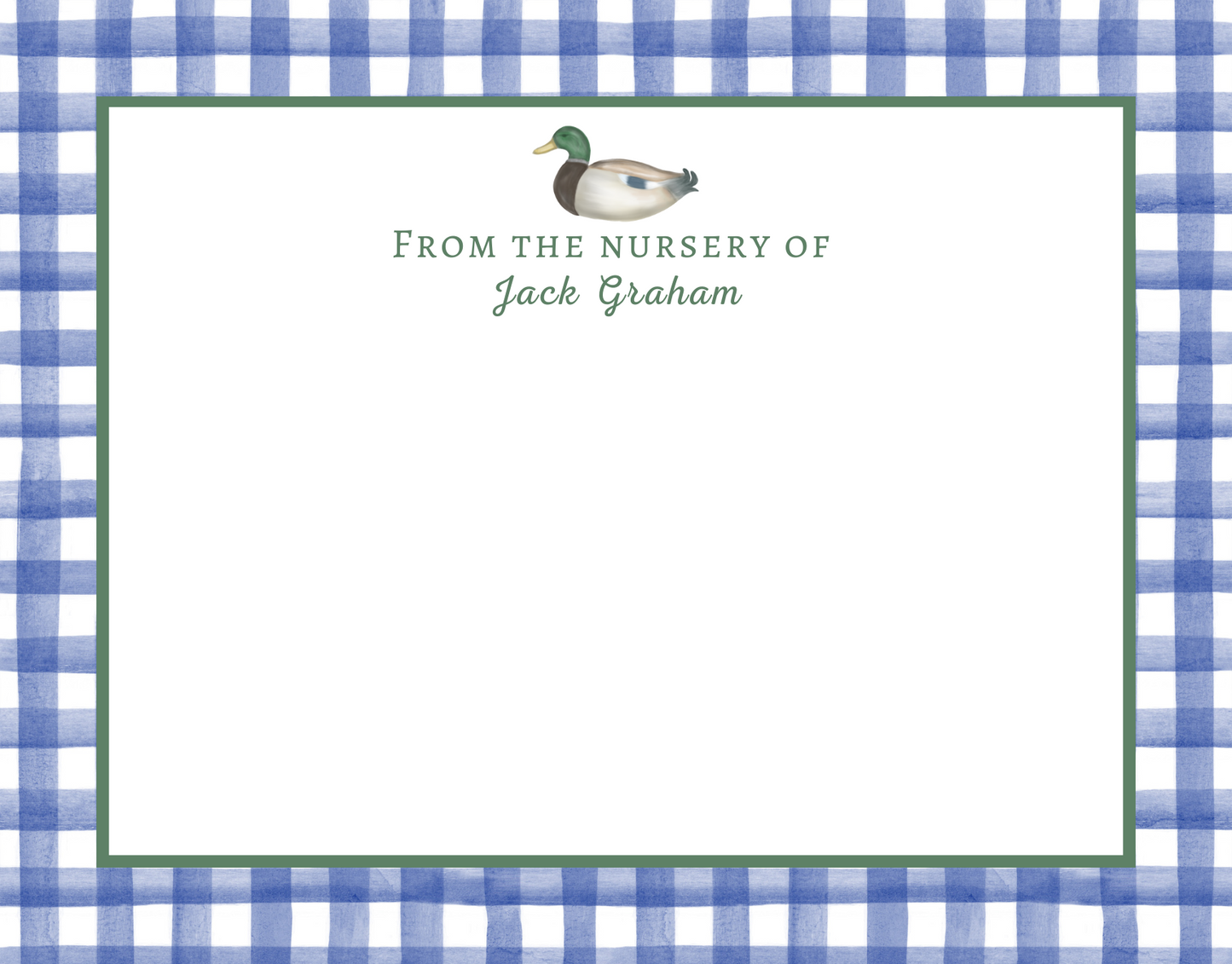 Boys Mallard Stationery, Gingham