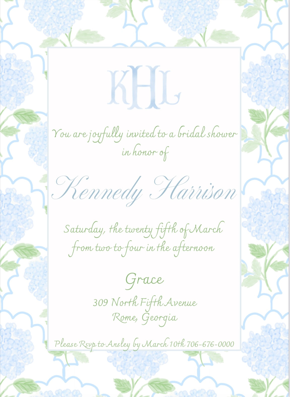 Hamptons Hydrangeas Invitation