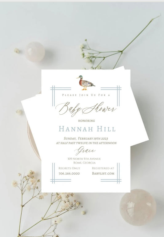 Classic Duck Shower Invite, Blue