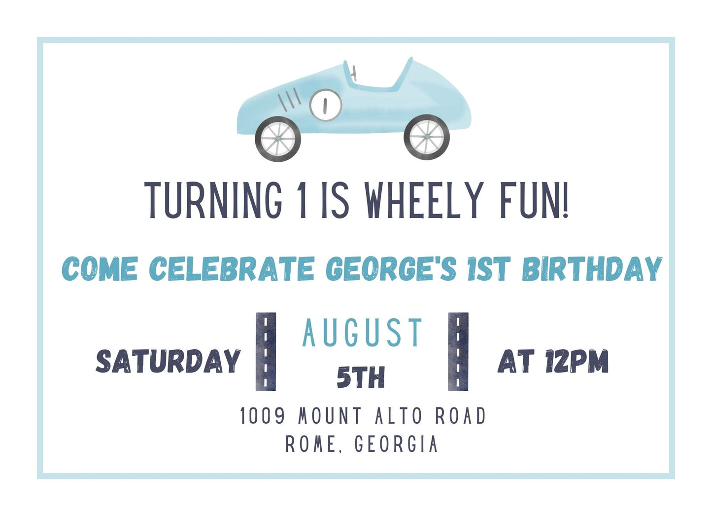 Wheely Fun 1 Invitation