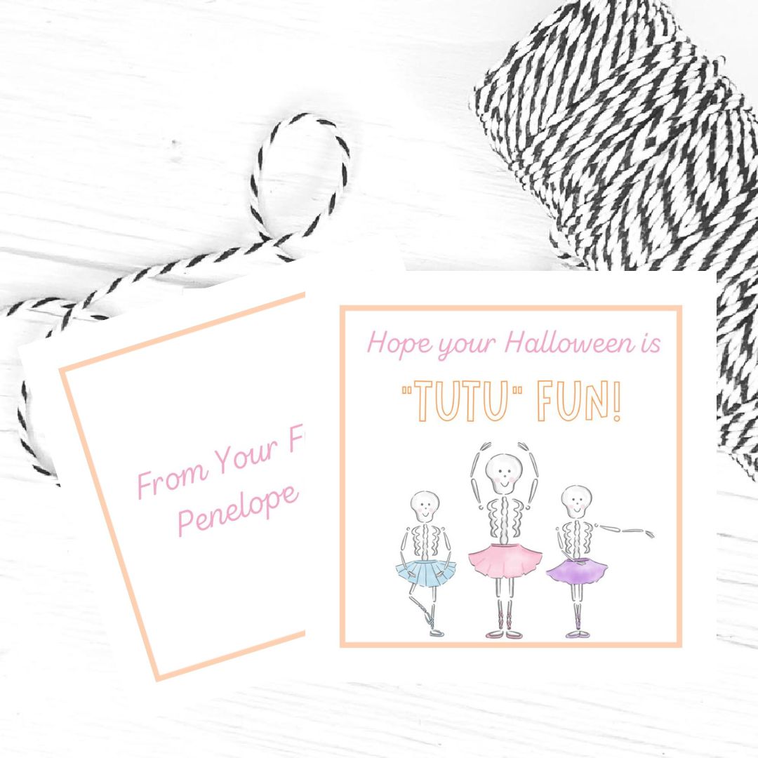 Skeleton Ballerinas Halloween Gift Tag