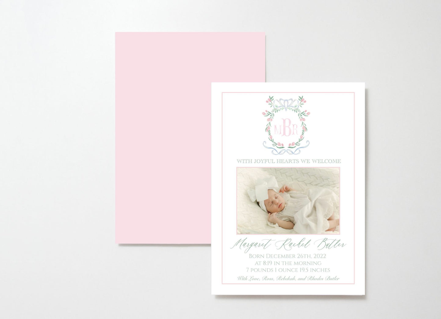 Roses In Bloom Birth Announcement