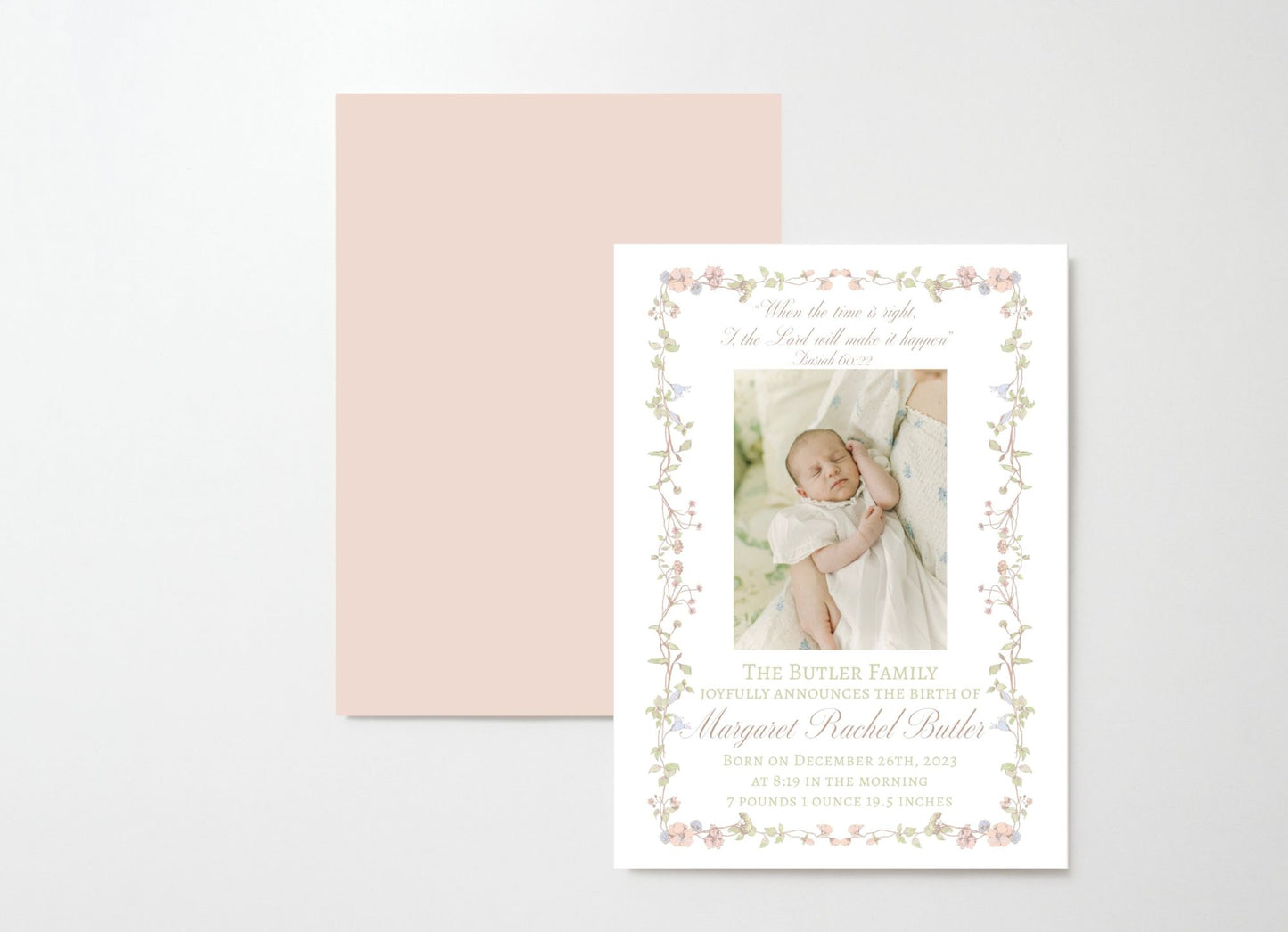 Pastel Meadow Birth Announcement