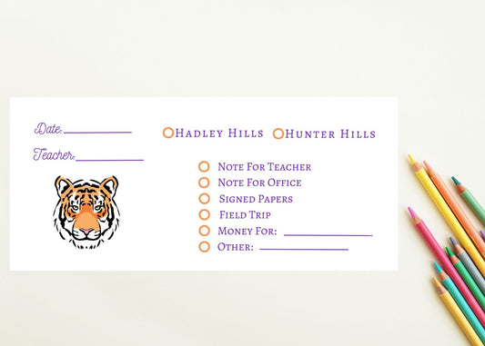 School Envelopes, Purple Tiger, Set of 15