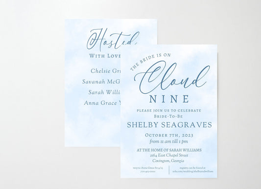 On Cloud Nine, Bridal/Baby Shower Invitation