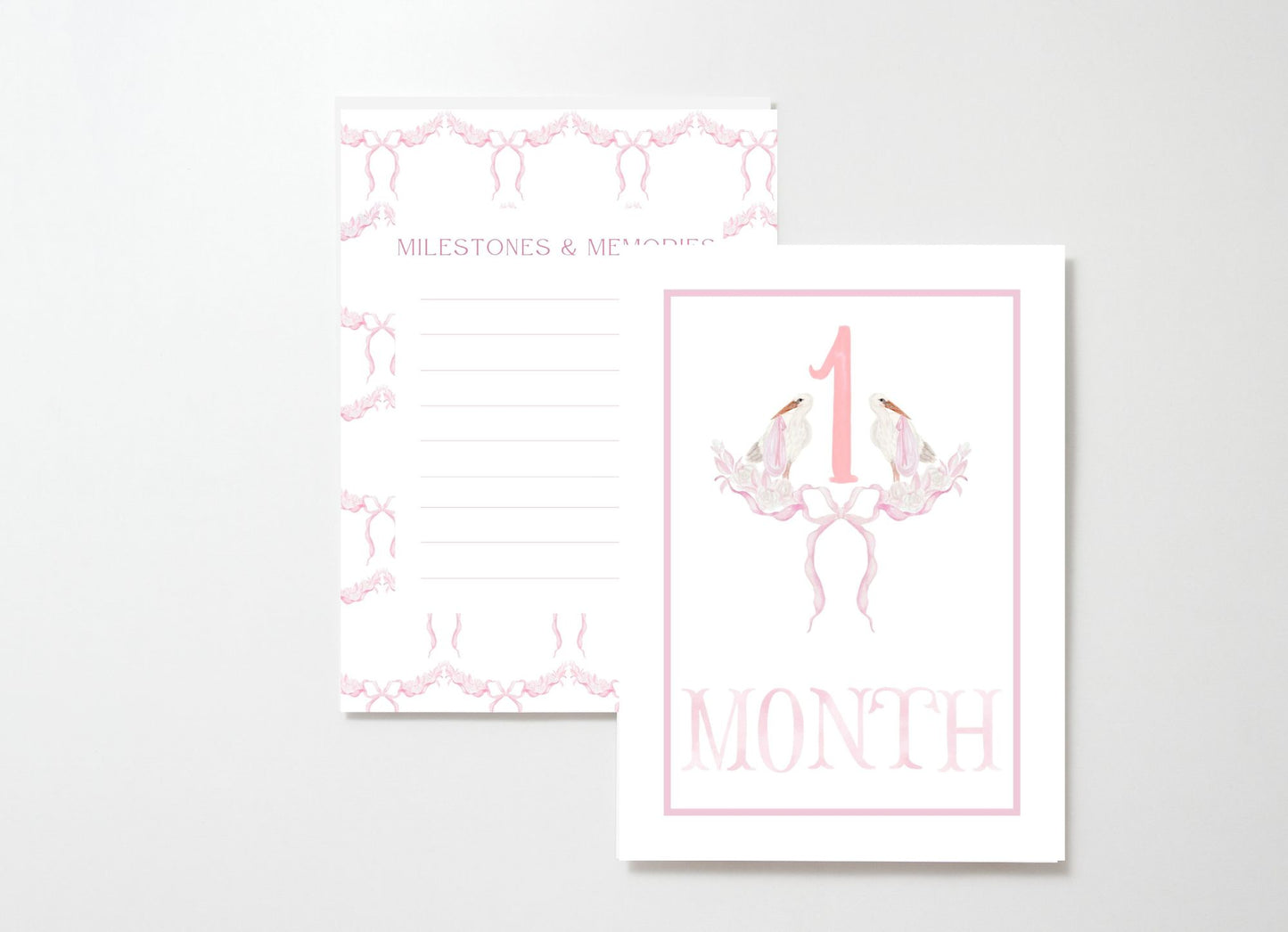 Sea Island Stork Milestone Cards, Pink