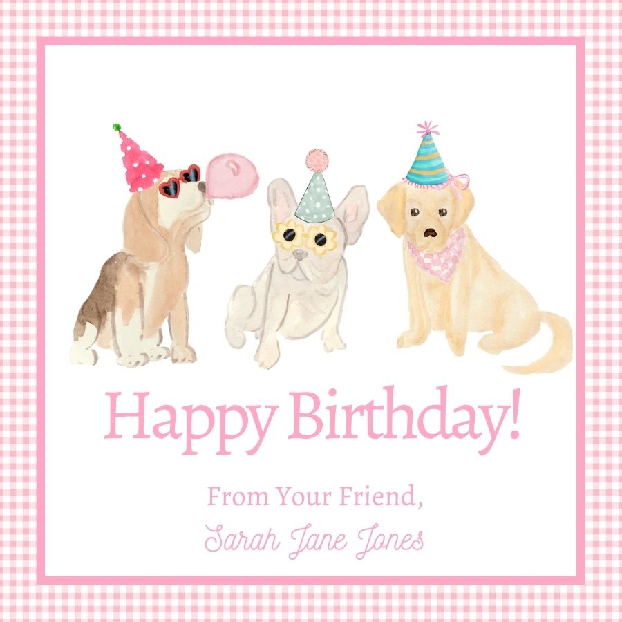 Girls Party Animals Gift Tag