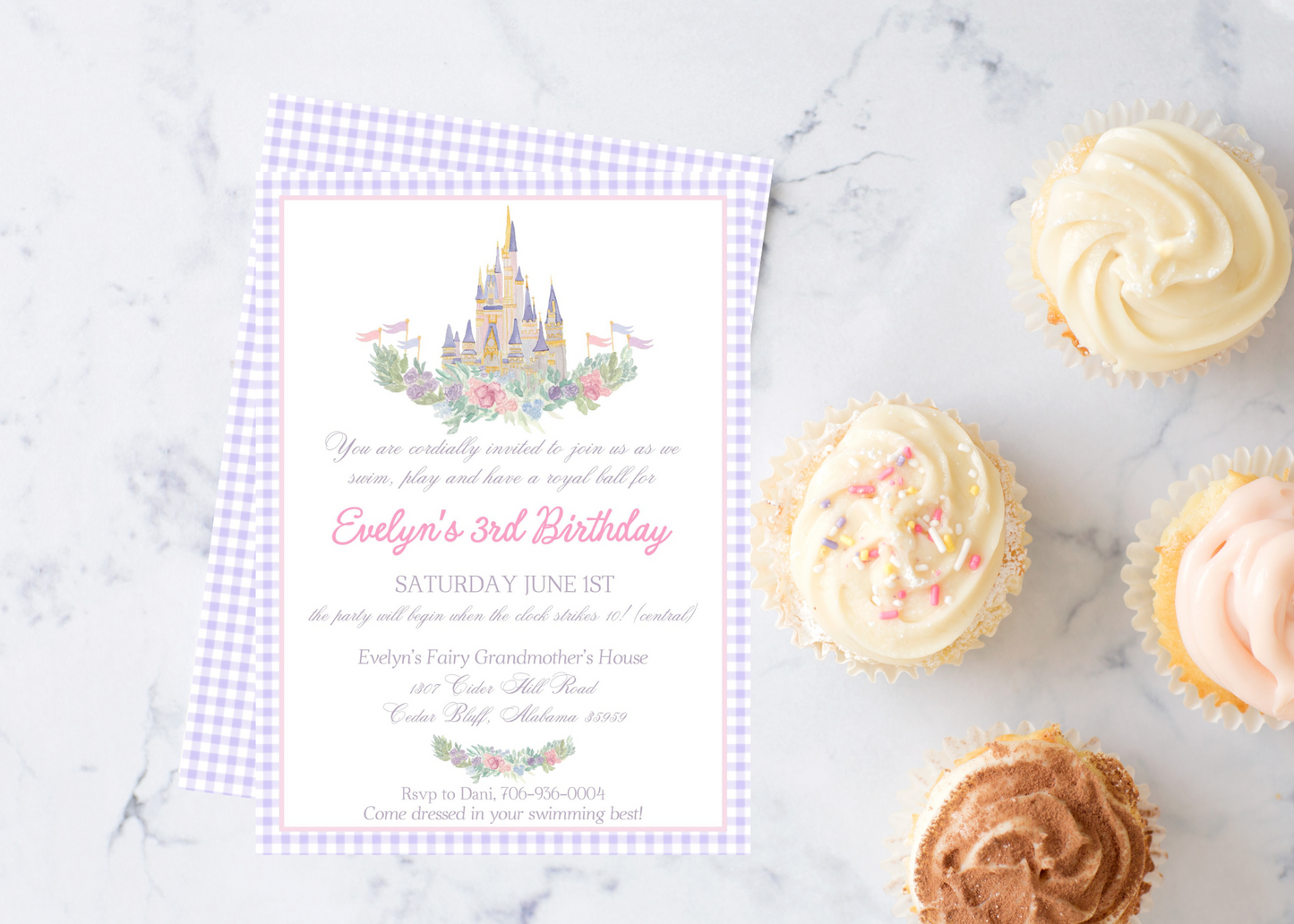 Princess Party Invitation, formal script